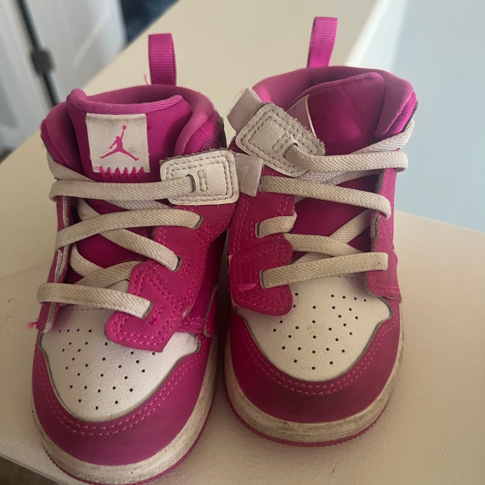 Nike Kids Pink and White Sneakers jordans